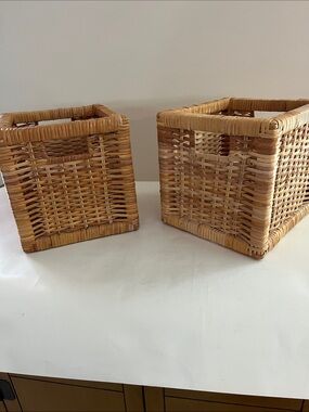 IKEA Woven Rattan Storage Baskets in Natural Brown - Set of 2